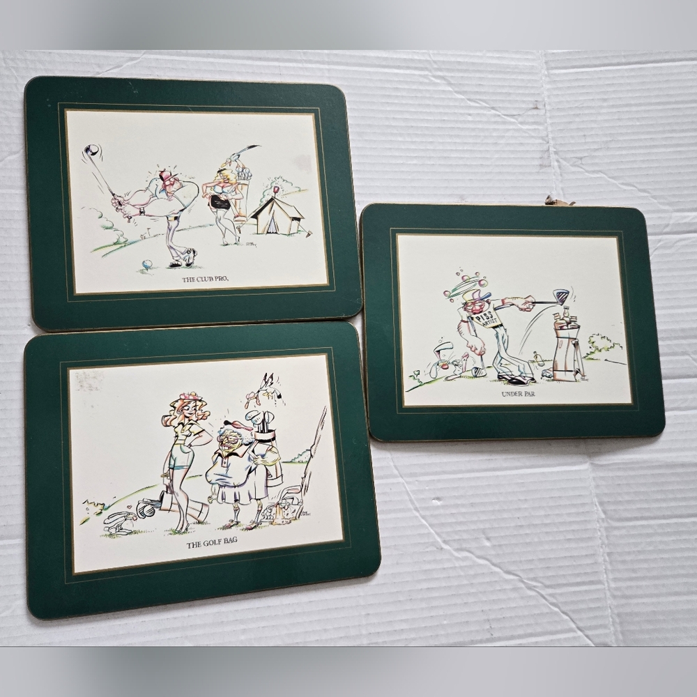 Set of 3 Pimpernel Golf Comedy Placemats